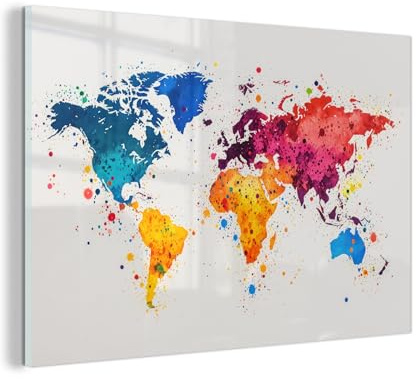 MuchoWow© Glasbilder Wohnzimmer Deko Modern Wandbild Kunstdruck auf Glas