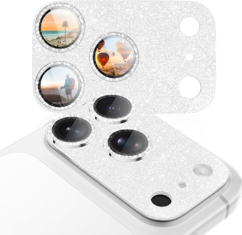 CloudValley Kameraschutz für iPhone 17 Pro Max, 1:1 Unsichtbare Perfekte Passform, Kompatibel mit Handyhüllen, Leuchtendes Design, Temperiertes Glas mit 9H-Härte, Blendfrei, Kratzfest, Glitzer Silber