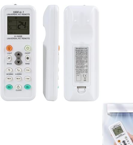 Telecomando Universale Per Condizionatore K-1028E – Compatibile Con Oltre 1000 Marchi Tra Cui LG, Gree, Midea, Toshiba, Haier, Hitachi, Sharp, Samsung E Fujitsu – Sostituzione Ideale Per Telec