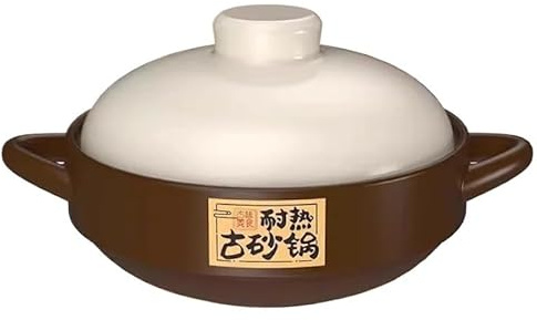 Tegame Terracotta Casseruola Piatto Fornello Pentole in ceramica 4L Pentola di coccio da cucina for cucinare argilla domestica resistente al calore for for stufato(3.3L)