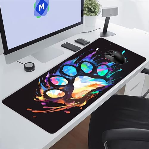 KIZIFI Gaming Mauspad XXL Extra Groß 800x400x3 mm Bunte Krallen Großes Mauspad rutschfeste Schreibtischunterlage mit Vernähte Kanten für PC, Laptop Verbessert Präzision und Geschwindigkei