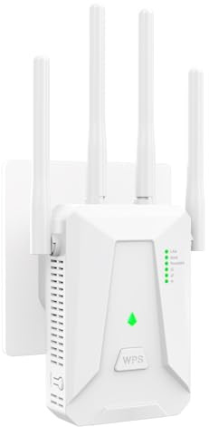 Ripetitore WiFi Potente per Casa, WiFi Extender 300Mbps | 2.4GHz Velocità Single Band, 4 Antenne, 2 porte LAN, Compatibile con tutti i box Internet con porta Ethernet, Bianco