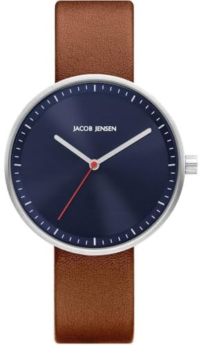Jacob Jensen Damen Analog Quarz Uhr mit Leder Armband JJ286