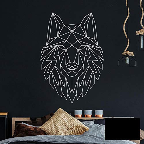 Wandtattoo geometrischer Wolf polygonaler Stil Wanddeko für Flur Schlafzimmer oder Wohnzimmer M2430 - ausgewählte Farbe: *schwarz* ausgewählte Größe: *L - 97cm hoch x 68cm breit*