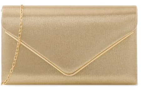LeahWard Women's Clutch Bag Wedding Evening Handbags Suede Night Out Purse 1616 (Gold)