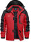 EKLENTSON Herren Winterjacke Skijacke Gefütterte Warme Wanderjacke Schnee Jacke mit Kapuze, (Rot, M)