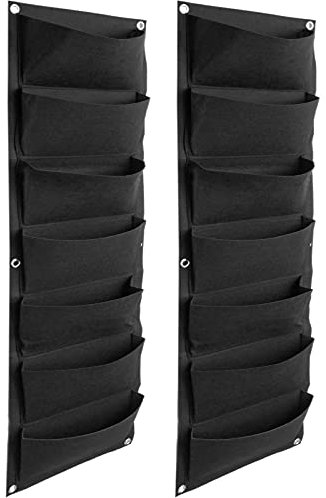 PrimeMatik - Giardino Verticale per pareti in Feltro per la Crescita delle Piante 30x100 cm con 7 Tasche 2-Pack