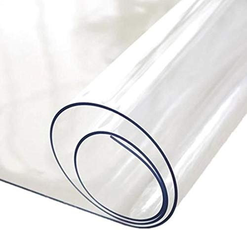 Nappe Transparente épaisse 2 mm d'épaisseur au mètre - Largeur 120 cm - Roulé sur Tube (sans Plis) - Protection de Table Transparent Effet Plateau de Verre (Rect 120 x 400 cm)