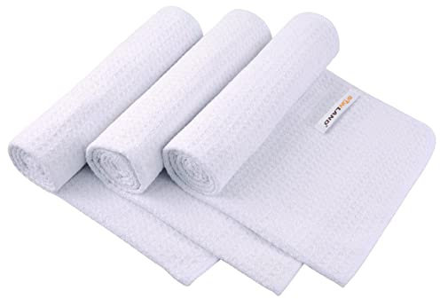 Sunland 3 Stück Mikrofaser Handtücher Sporthandtuch Perfekte Gym Handtuch Strandhandtuch und Reisehandtuch Ultra Weich und Schnell Trocken 40cm X 80cm Weiß