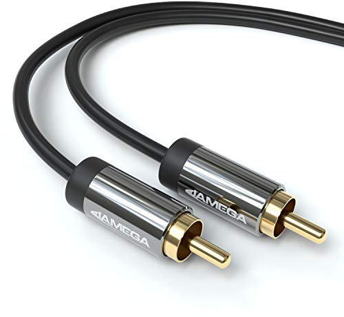 JAMEGA – 10m Subwoofer Kabel | Cinch RCA Digitales Koaxialkabel |Mehrfach Geschirmt 24K vergoldete Stecker |Audio Kabel für Subwoofer, HiFi Anlagen, AV Receiver, Verstärker, Heimkino UVM.