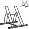 HOMCOM Soporte de Estacionamiento para 2 Bicicletas Garaje Interior Exterior Estable Fácil de Montar Portátil Almohadilla Antideslizante Tubo de Metal 60x54x57 cm Negro