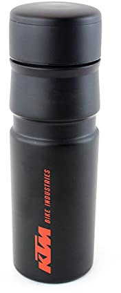 KTM by Elite Thermoflasche aus Edelstahl, Schwarz matt mit Logo-Print, 500ml Fassungsvermögen Trinkflasche