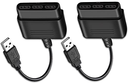 Lot de 2 câbles adaptateurs P2 vers P3 sans pilote pour manette de jeu PS2 PS3 et PC