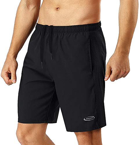 MOBIUSPHY Pantalon Corto Hombre Deporte, Pantalones Cortos Deportivo Shorts Deportivos Hombre Short Running Pantalón Corto Tenis Fitness Gym Verano Negro