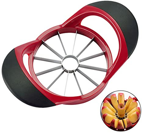 sinogoods Apple Corer, Apple Slicer, Ergonomic ABS Anti-Slip Handle with 12 Sharp Blades for Apples Pears, Large Size Sturdy and Rust Resistant Fruit Slicer Cutter