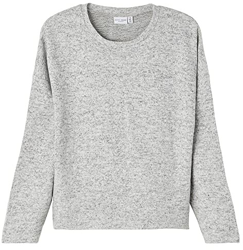 NAME IT Mädchen Stick-Pullover mit Langen Ärmeln Grey Melange 110