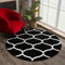 SANAT Madrid Shaggy Teppich Rund - Hochflor Teppiche für Wohnzimmer, Schlafzimmer, Küche - Schwarz, Größe: 120 cm