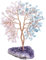 KYEYGWO Aquamarine & Rosenquarz Heilung Kristall Geldbaum auf Natürlichen Amethyst Drusensegment Rohstück Basis, Feng Shui Bonsai Baum Deko Stein Glückbaum Liebe Edelsteinbaum Ornament
