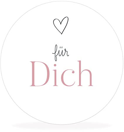 White&ivory, 50x runde Aufkleber, Sticker für dich | stilvolles Design: herz, rosa | 4cm Durchmesser | selbstklebend | Gastgeschenke für Hochzeit Taufe Geburtstag