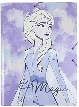 CERDÁ LIFE'S LITTLE MOMENTS 2700000251 - Licencia Oficial Disney - Carpeta Escolar Niña de Frozen con 3 Solapas Flexibles, Cierre con Gomas Elásticas y Tapa Dura Idónea para Documentos A4