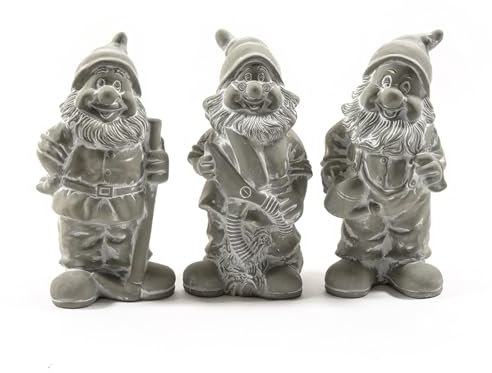 Decorspace Nain de jardin pour extérieur en terre cuite figurine Gain sympathique h 32 cm (Gri)