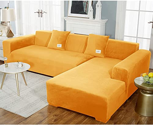 uyeoco Samt Sofabezug L-Form Couchbezug Weich 1 Stück Elastische Lounge-Sessel Sofahusse waschbare Katzen Hunden Möbelschutz (Color : U, Size : 235-300cm)