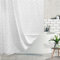 Tenda da doccia in tessuto bohémien bianco con nappe, 183 x 183 cm, moderna e minimalista, a righe a zigzag trapuntato shabby chic, resistente all'acqua, per bagno, decorazione hotel