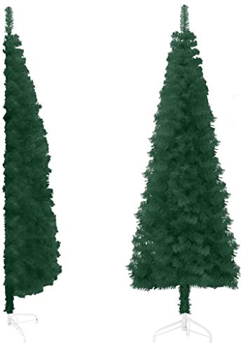vidaXL Albero Natale Artificiale Sottile a metà Supporto Verde 240 cm