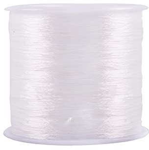 KONMAY Elastische Schnur für Armbänder, 1 Rolle 0,8 mm Flache, Dehnbare Schnüre, 410 Meter weißes, elastisches Kristallgarn für die Herstellung von Schmuckarmbändern und Perlen