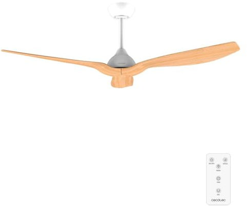 Cecotec - Ventilatori da Soffitto EnergySilence Aero 5200 WhiteWood - 35 W, Diametro 132 cm, Telecomando, Timer Fino a 8 Ore, 6 Velocità, 3 Pale, Estate/Inverno, Altezza Regolabile