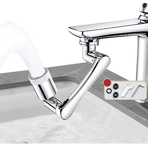 Prolunga Rubinetto, Aeratore per Rubinetto 1080 Gradi con 2 Modalità Acqua Ottone Aeratore Rubinetto Lavandino per Filettati M20/M22/M24 (Argento)