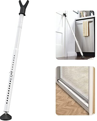 YeYeBest Barre de sécurité pour porte coulissante et serrure de porte/fenêtre - Barre de sécurité pour maison - 71,1 à 114,3 cm - Réglable de l'intérieur pour appartement, chambre à coucher, bas de