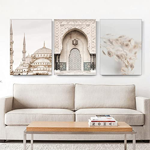 Islamische Leinwand Wand Kunst Dekoration Poster, 3 Arabische Kalligraphie Kunst Dekoration Gedruckte Poster, Wohnzimmer Bild Moderne Wand Dekoration Bild, Rahmenlos (Stil 3, 60x90cm*3)