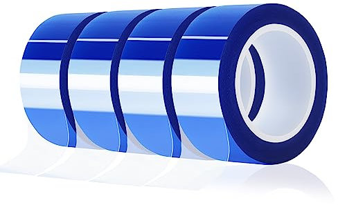 MEBMIK 4 Rollen 20mm x16m (52FT) Blaue Hitze Tape Hochtemperatur Hitze Beständig Tape für Heat Sublimation Press Vinyl, Keine Rückstände