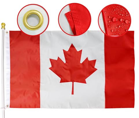 Hochwertige Kanada-Flagge, 90 x 152 cm, besticktes Ahornblatt, strapazierfähiges Nylon, kanadische Flaggen, Outdoor/Indoor, Kanada-Tag, Dekoration, Drapeau-Banner, Hofdekoration