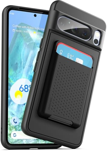 ENCASED Schutzhülle für Google Pixel 8 Pro mit Magnetkartenhalter (kompatibel mit MagSafe), Schwarz, MSSD34120