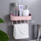 1 mensola da bagno autoadesiva per doccia, rettangolare, organizer per doccia, montaggio a parete, per doccia, cucina, senza fori, con gancio per appendere (rosa)