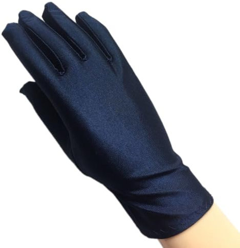 Wambere 3 Paar Smokinghandschuhe,weiße Baumwollhandschuhe Weiß Parade Kostüm Handschuhe Anzughandschuhe, Accessoires für Abendgarderobe, Cosplay, Schmuckinspektion,Dunkelblau