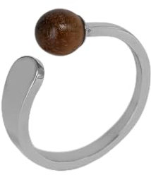 Kerbholz Pearl Ring Walnut Silber – Eleganter Damenring M, Edelstahl mit rundem Holzelement, Nachhaltig, Made in Germany
