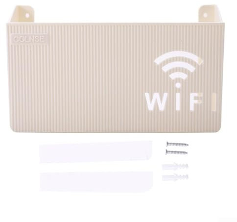 WiFi-Router-Aufbewahrungsbox, Wandbehang, kabelloses WLAN-Router-Regal, Router-Aufbewahrung, schwebende Regale, ABS-Kunststoff, Organizer, 24,5 x 6 x 14 cm, Weiß