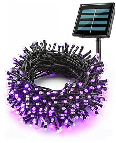 AQY Luci a corda solare, Luci solari della fata del giardino impermeabili 8 modi Luci decorative alimentate solari per il partito (5M 50 LED, Viola)