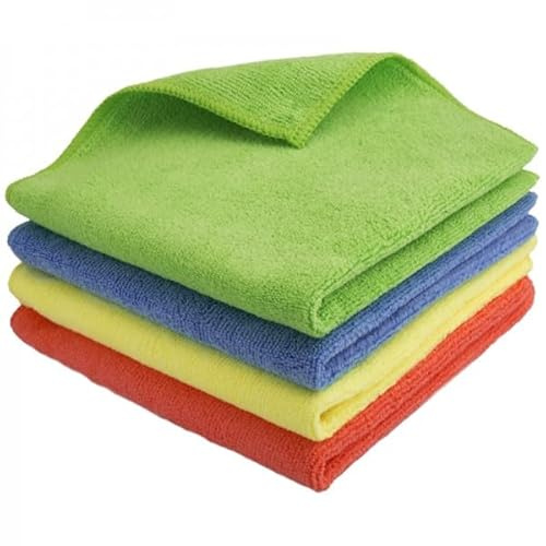 le plus de l'entretien lavettes Microfibre 38 cm x 38 cm (2 Bleues, 1 Jaune, 1 Verte, 1 Rouge)