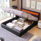 LATICO Polsterbett Doppelbett 140x200 mit Stauraum Unterbett, Bett mit LED-Kopfteil, Stauraumbett Bettgestell mit Holz Lattenrost, Jugendbett Rückenlehne Bett, Ohne Matratze, Kunstleder (Schwarz)