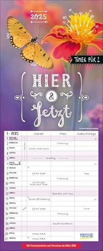 Hier und jetzt Timer für 2 - Familienplaner 2025 für 2 Personen - Korsch-Verlag - Kalender mit 3 Spalten zum Eintragen - 19 cm x 46 cm