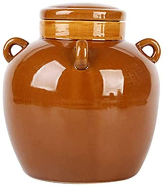 UNbit Traditionelles Keramik-Gärglas, Porzellan-Pökelglas, Kimchi-Topf mit Deckel, Keramik-Lebensmittelaufbewahrung, versiegelte Behälter, Gärungs-Pökel-Kimchi-Topf, Lebensmittelaufbewahrung, 1600 ml