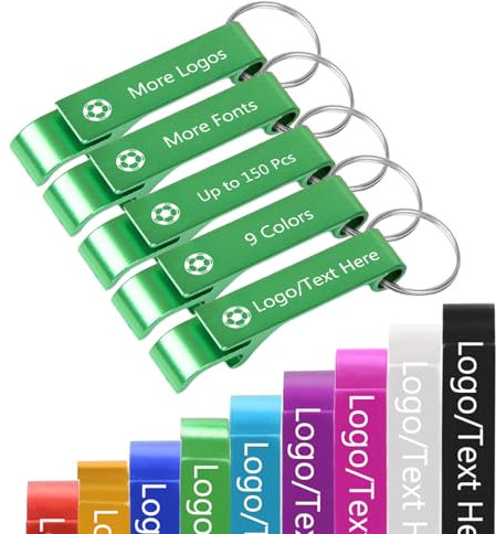 Bis zu 150 Stück Personalisierte Flaschenöffner Schlüsselanhänger Bier Dosenöffner mit Logo Text Name Benutzerdefinierte Party Hochzeit Gefälligkeiten Bulk Grün