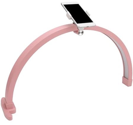 Banapoy Half Moon Light for Nail Desk, 22 20W Foldable Nail Arch Lamp with Phone Holder, 3200 to 5600K LED Lash Light, Pink