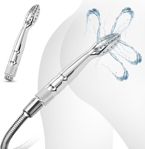 Po Dusche Analdusche für Analverkehr,Metall Porös Analdusche Frau Herr,Intimdusche Wochenbett Einlauf Klistier Anal Dusche Analspielzeuge,Einlauf zur Darmreinigung,Analplug für Frauen Männer (Silber)