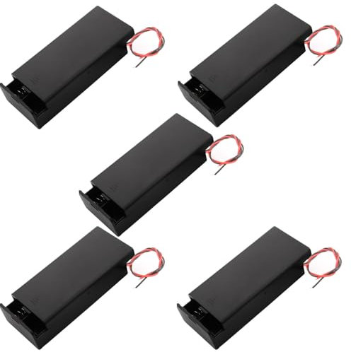 VISSQH 5 pezzi portabatterie 18650 con Cavi,portabatterie 2x 3,7V,18650 holder,18650 Battery Clip,18650 Portabatterie in Plastica con Interruttore On/Off e Coperchio