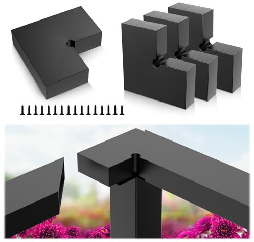 Zylorix Flat Handrail Accessories, 4Pack Corner Connector with Screws for Top of Handrail Railing Outdoor Indoor Seaside, High Strength POM Material Handrail Fitting for Corner Handrail, Black